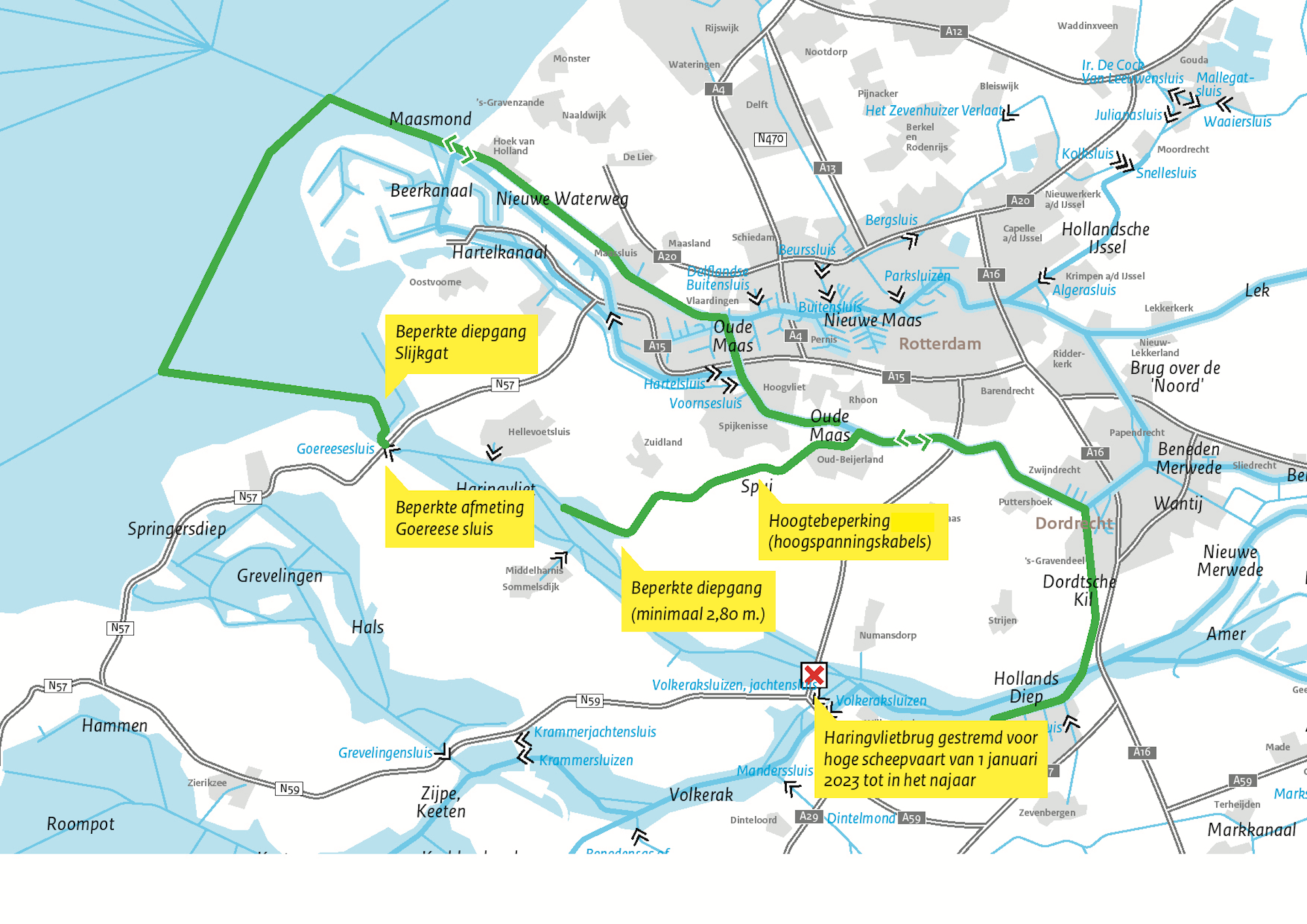 Als de Haringvlietbrug weer opengaat, moet je vanaf Schouwen nog steeds omrijden